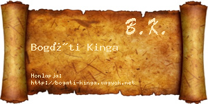 Bogáti Kinga névjegykártya